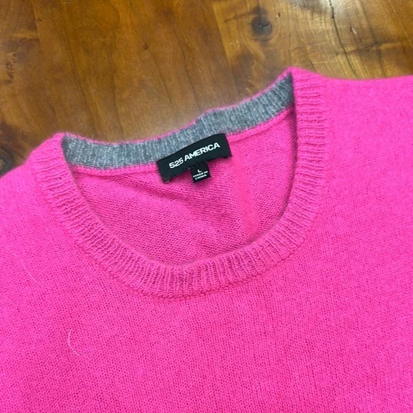 525 America, size L, Bright Pink Short Sleeve Cashmere Sweater - Picture 8 of 9